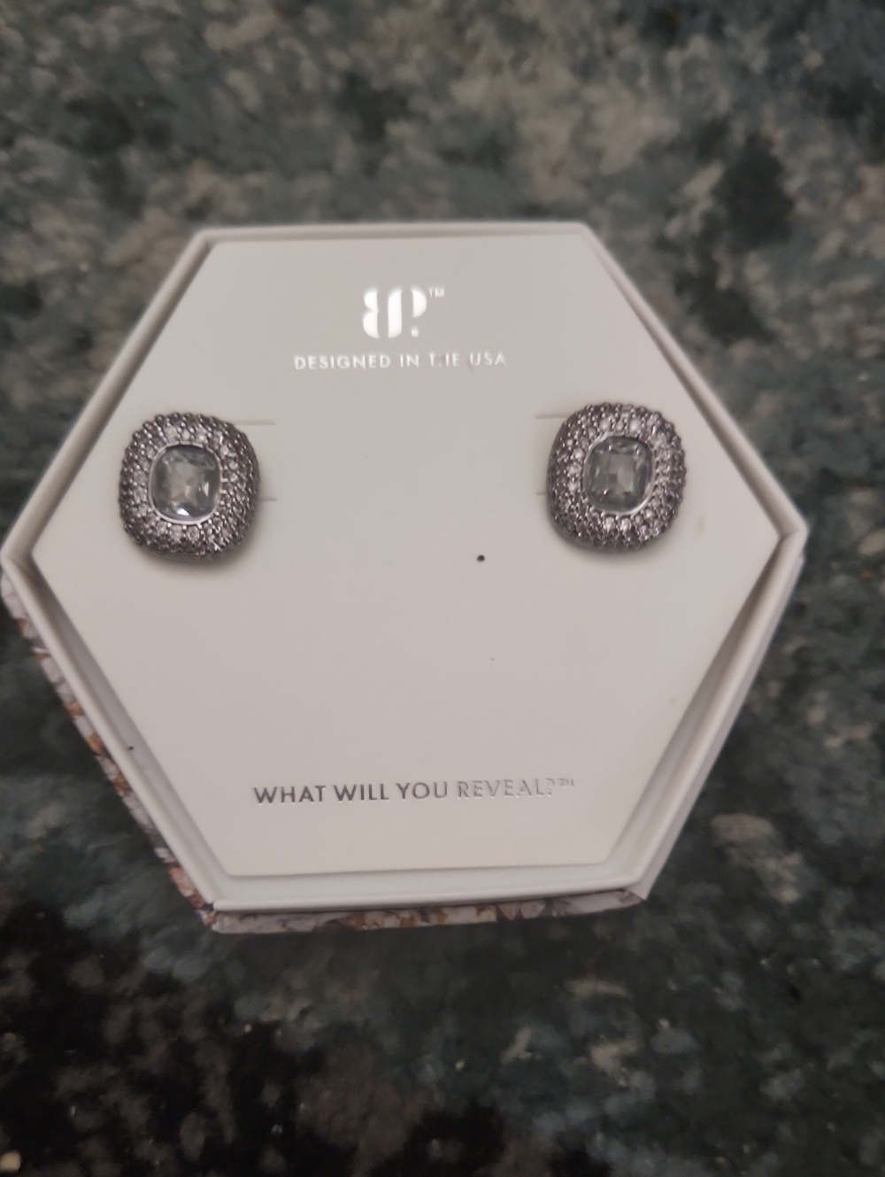 Bomb Party Silver-Tone Clear Crystal Halo Stud Earrings